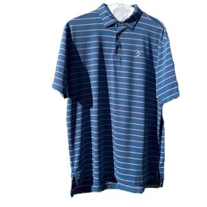 Peter Millar Summer Comfort polo golf shirt blue pink Large